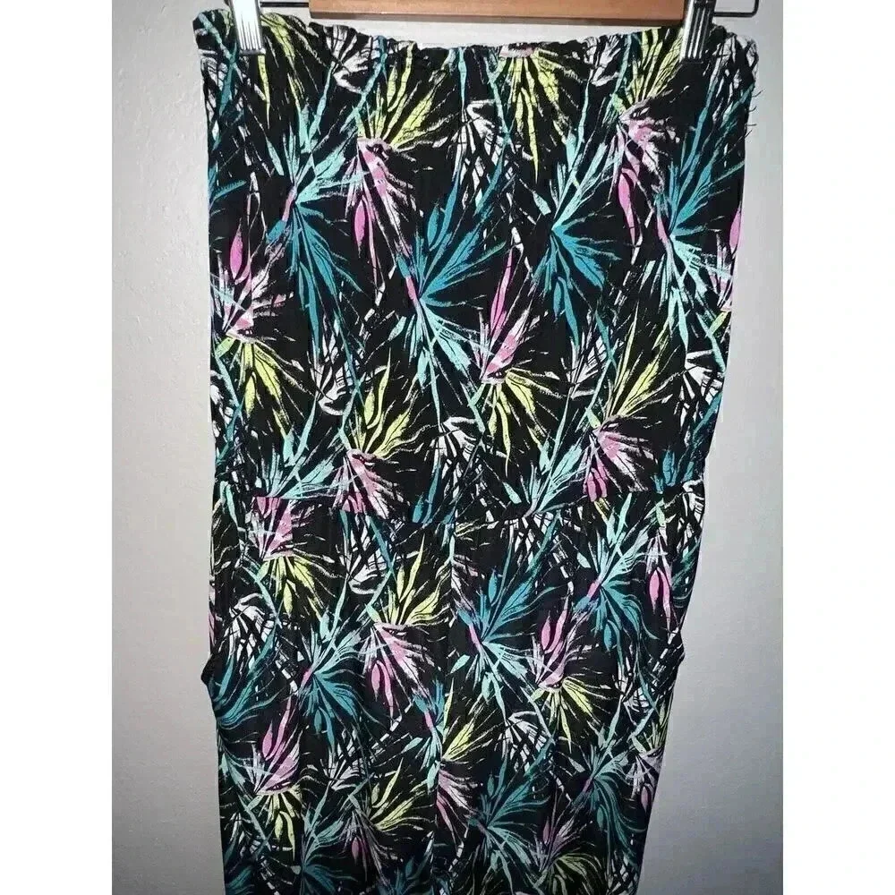 NY Collection Neon Jumpsuit Beach Coastal Vacation Size L